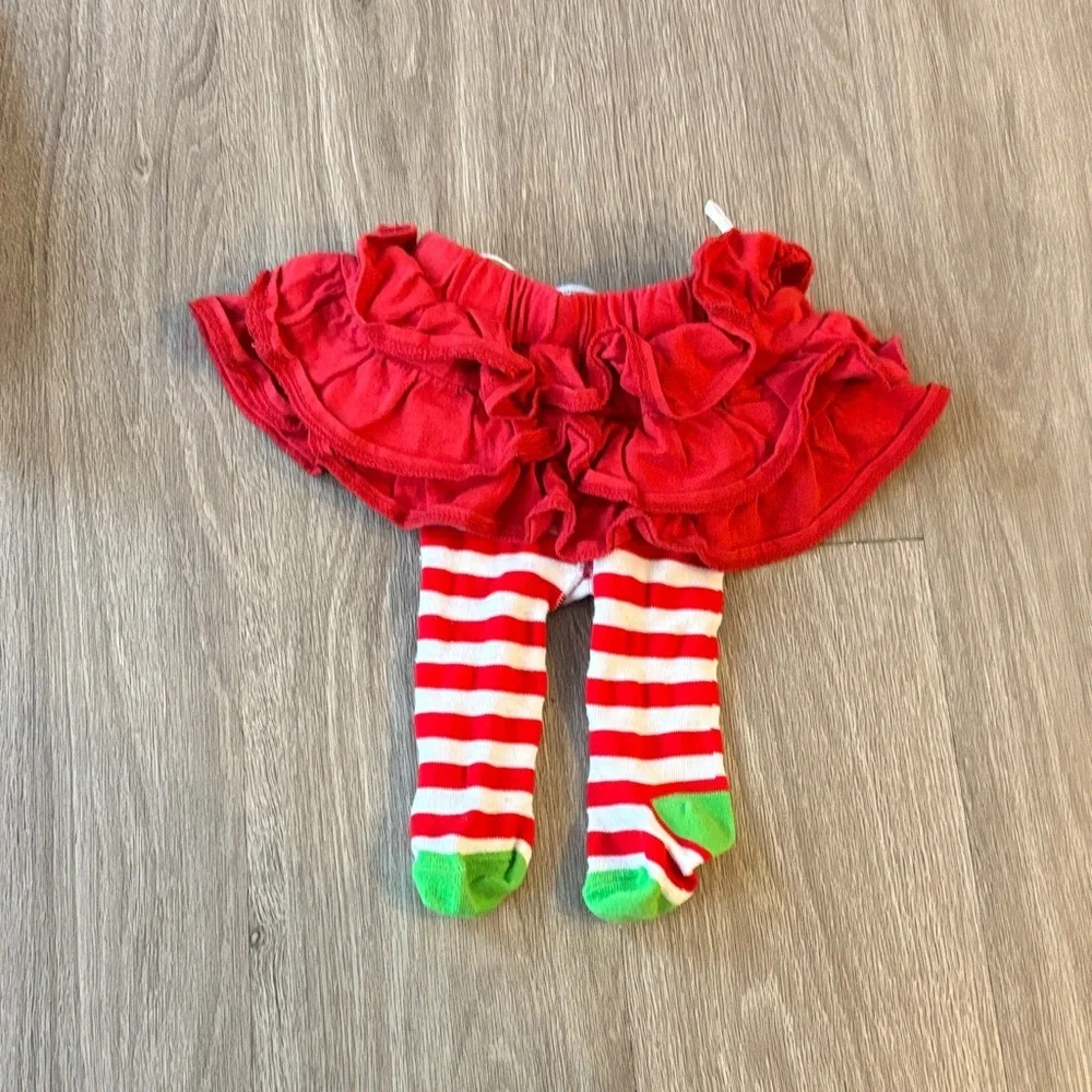 Mud Pie Red Ruffled Tutu with Striped Socks